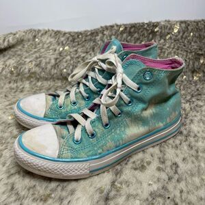 5 for $25🔥Converse High Top Blue Acid Washed‎ Sneakers Girls Size 2